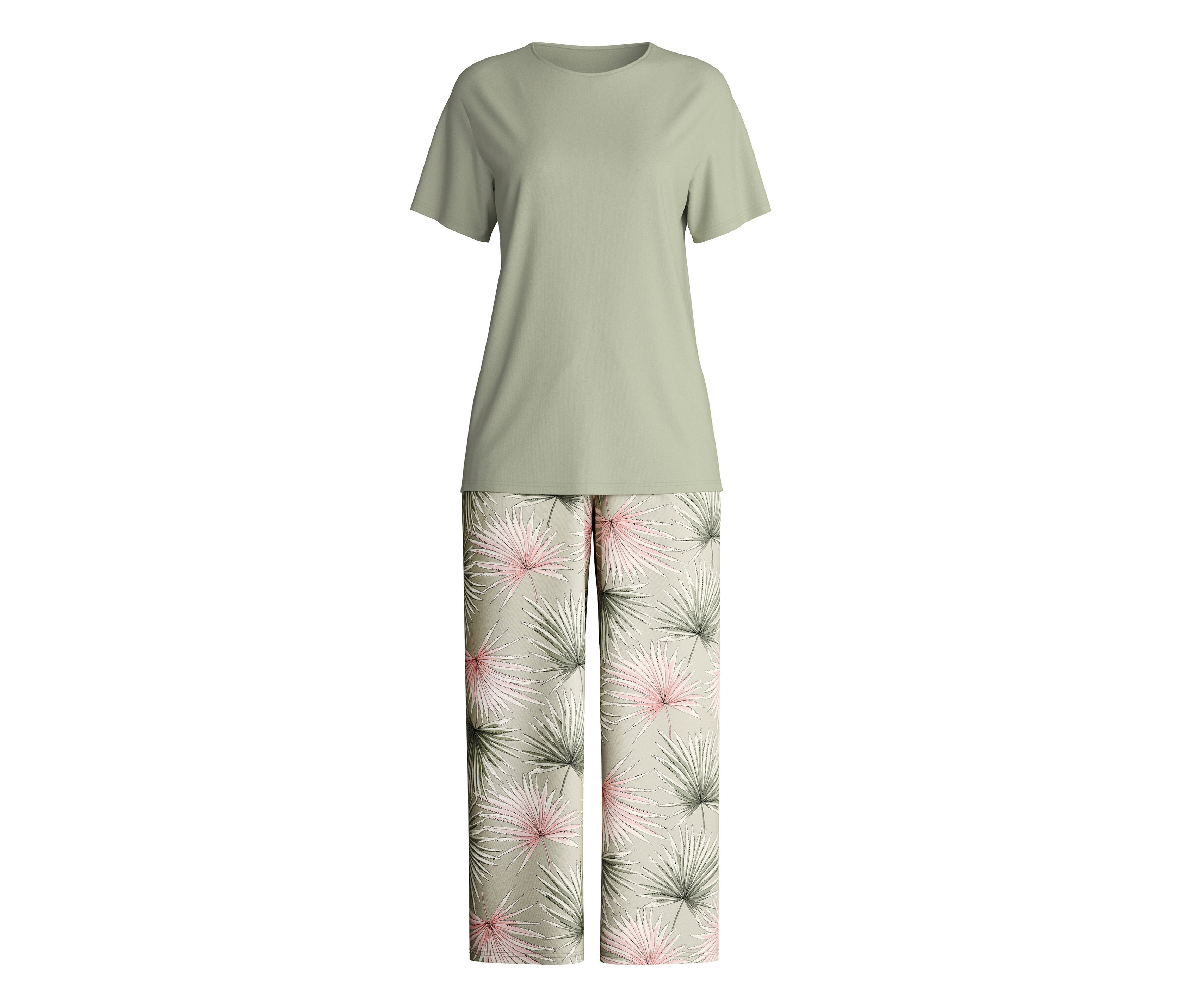 Tchibo - Piżama z nogawkami 7/8 Calida „Leaf Dreams”- zielony