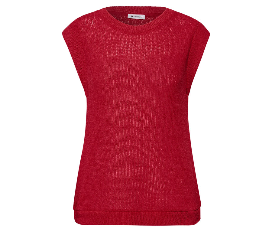 Czerwona koszulka Street One bez rękawów z okrągłym dekoltem.