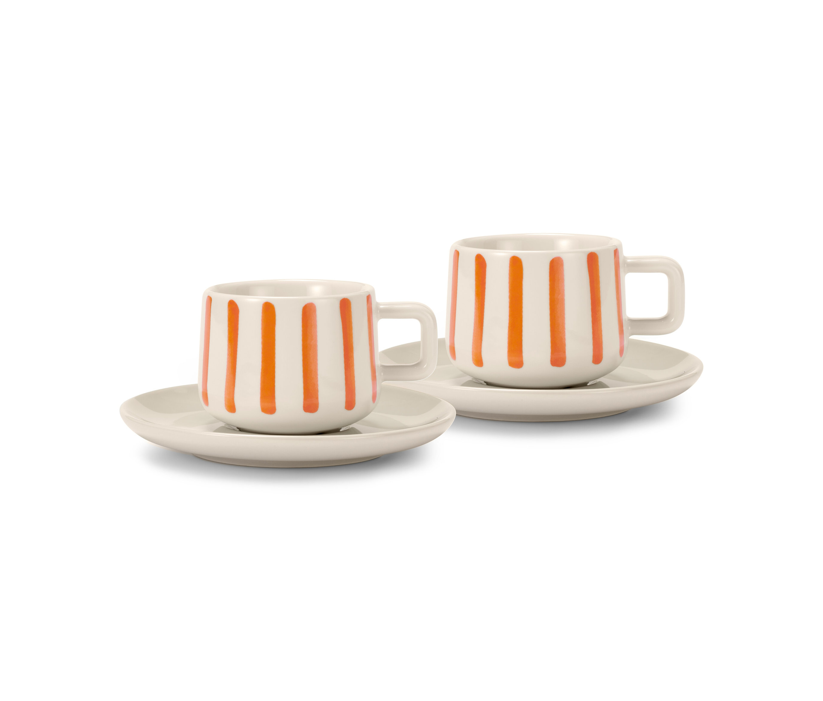 Tchibo - 2 filiżanki do espresso ze spodkami - kolor: pomarańczowy/beżowy