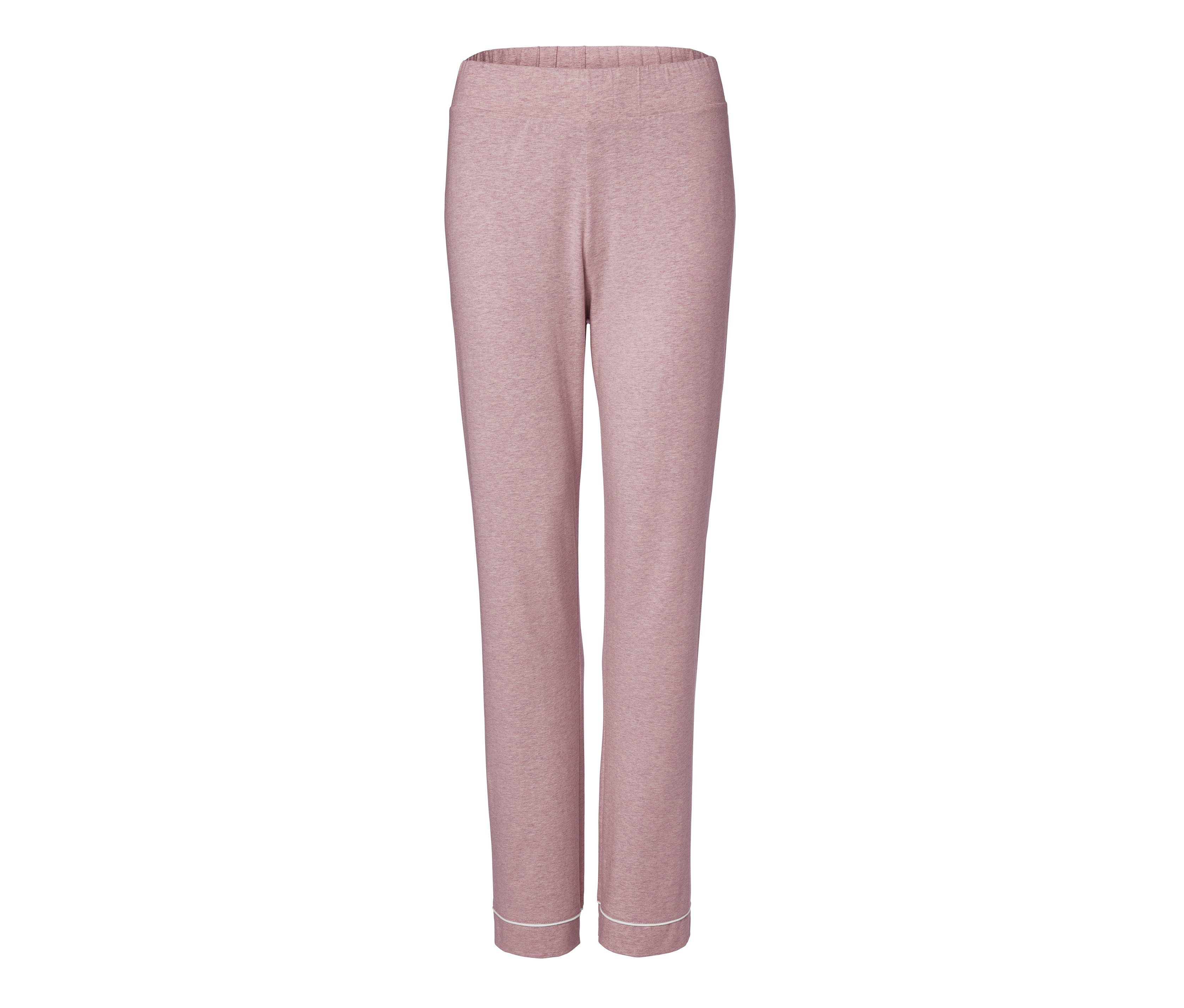 Różowe spodnie od piżamy damskiej z plisą z guzikami z bawełny ekologicznej.