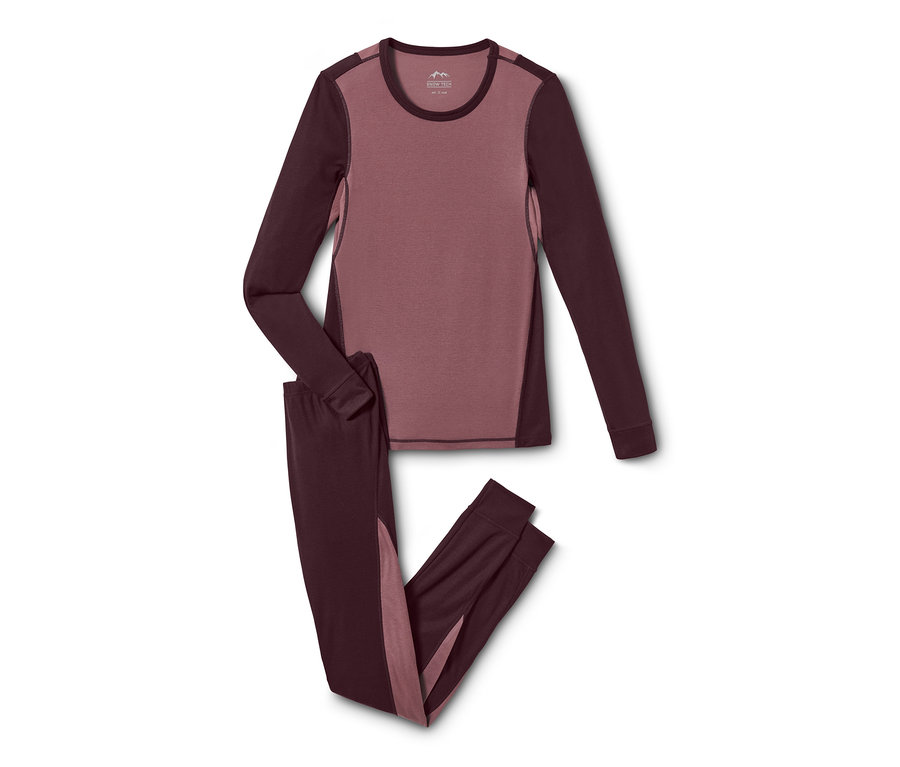 Termiczna bielizna funkcyjna w kolorze bordowym leży na białym tle.