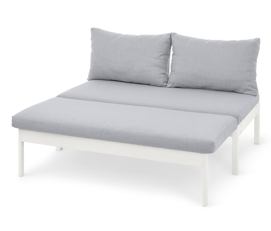 Rozsuwana sofa »Elin« z szarego materiału z poduszkami.