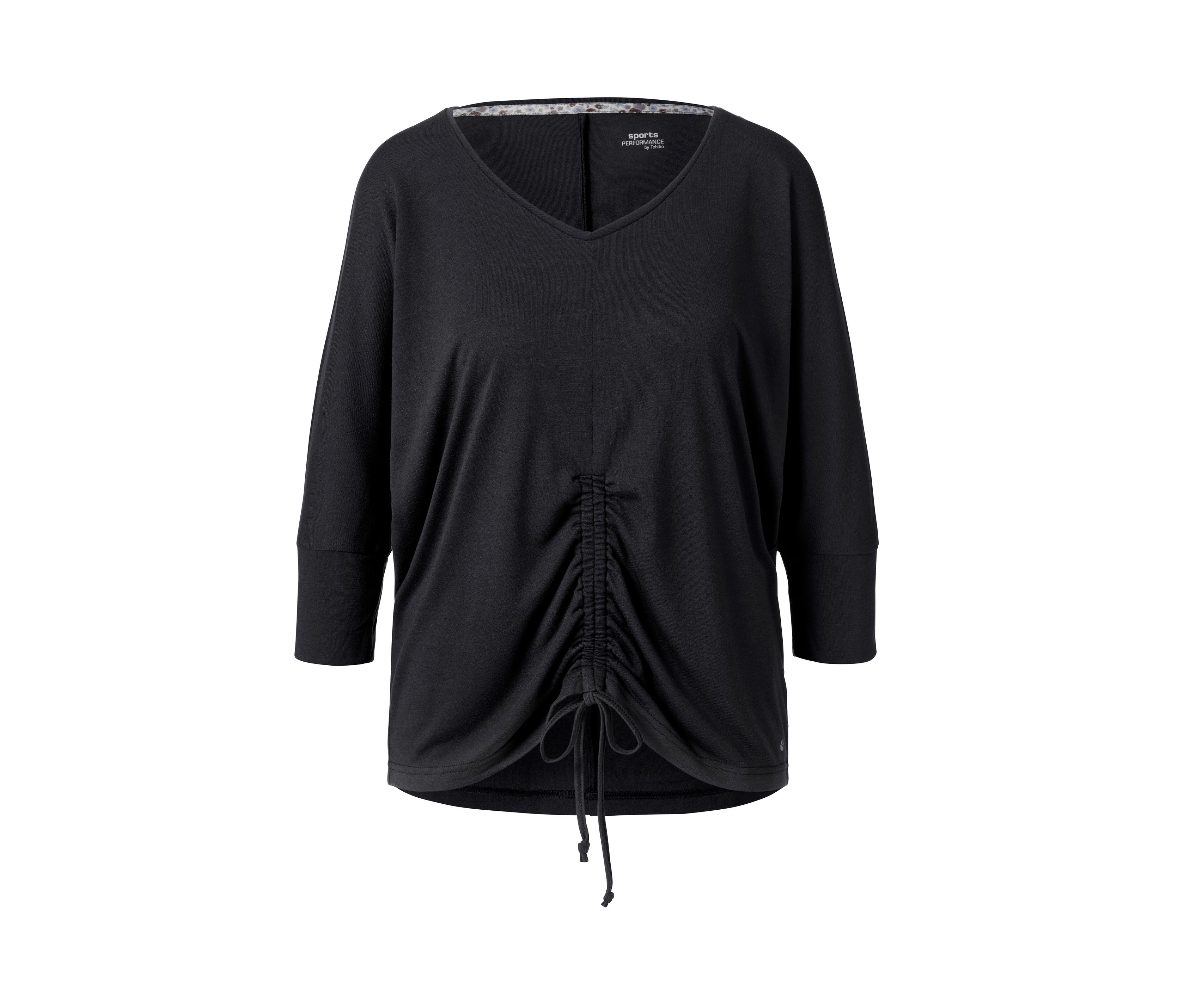 Tchibo - Koszulka do jogi i treningu z rękawem o długości 3/4, czarny