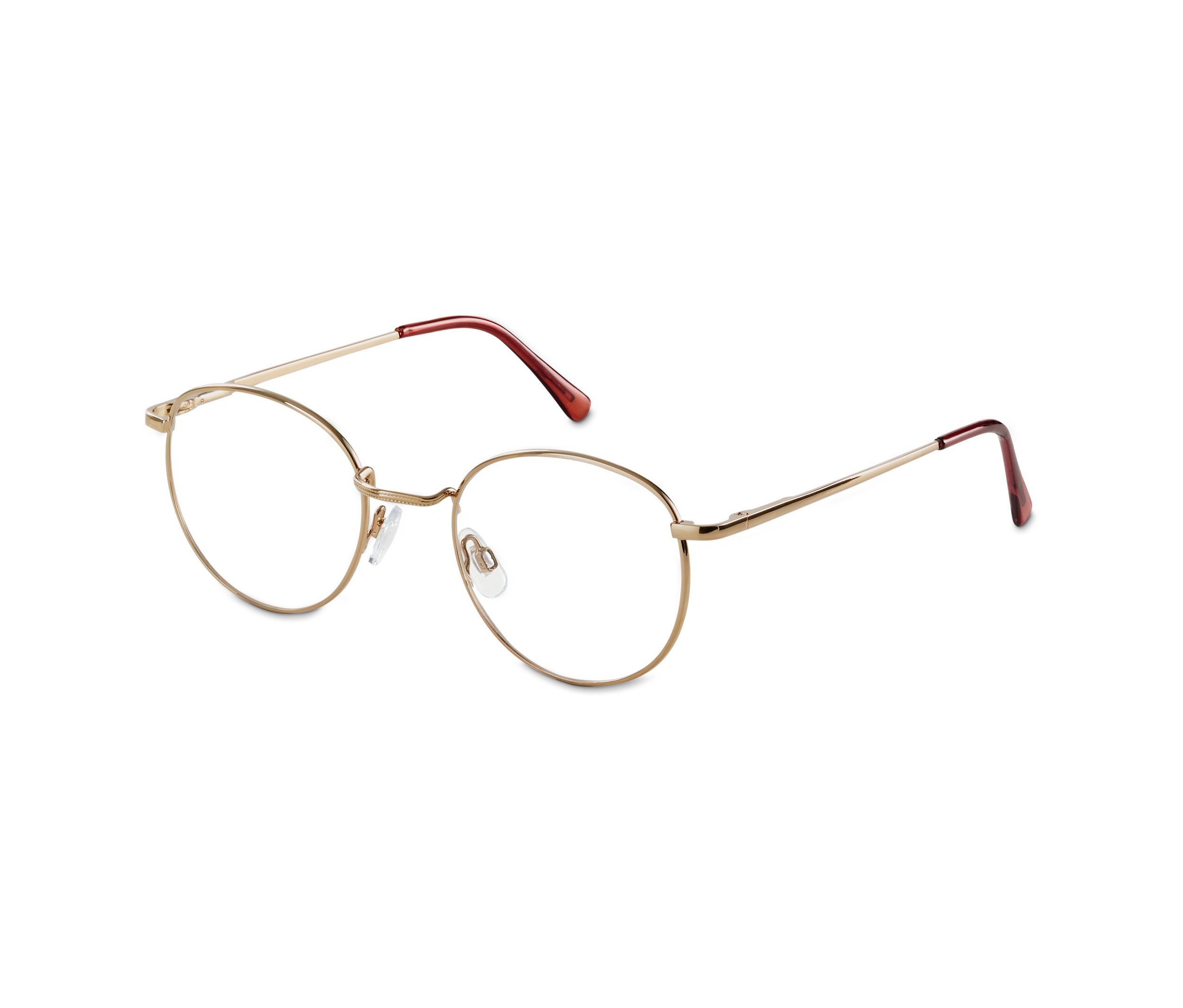 Zbliżenie na złote okulary do czytania.