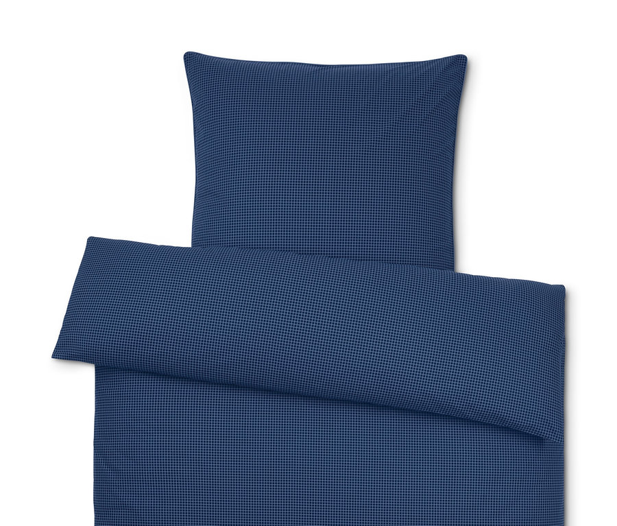 Niebieska pościel z bawełny renforcé w kratę, rozmiar standardowy, podwójny i niestandardowy.
