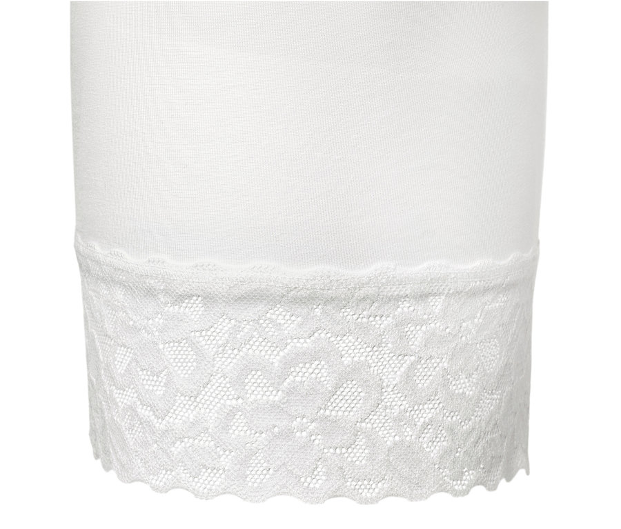 Szczegół białych kolarek z koronkowym wykończeniem.