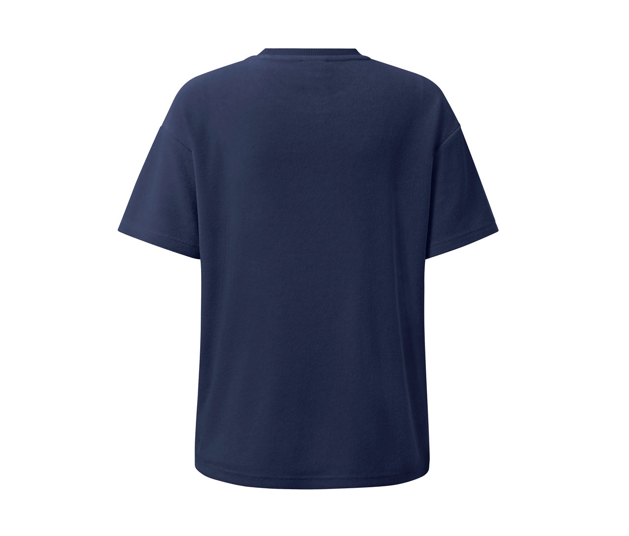 Widok z tyłu koszulki sportowej z tkaniny frotté.