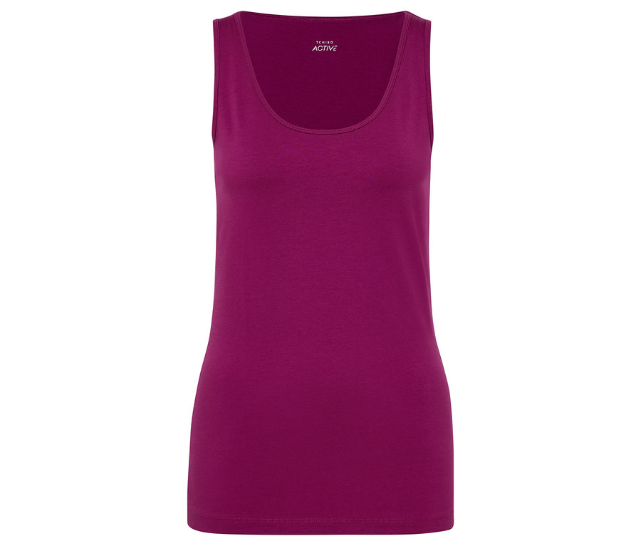 Fioletowy top bez rękawów na białym tle.