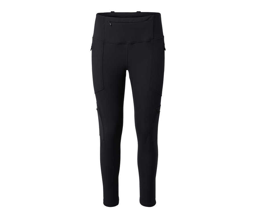 Czarne legginsy outdoorowe z kieszeniami.