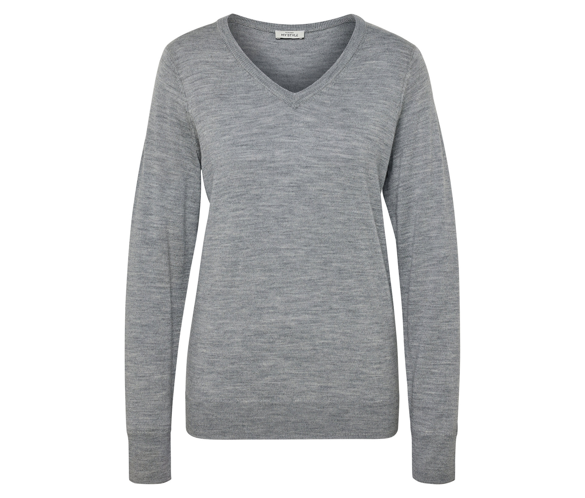 Tchibo - Sweter z cienkiej dzianiny z wełny merino- szary