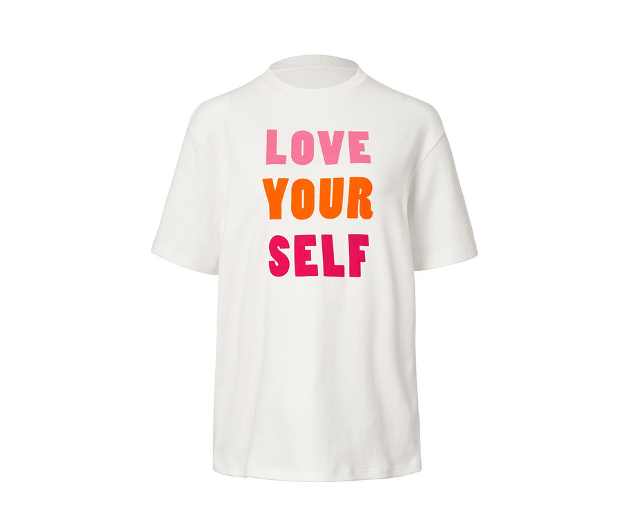 Biała koszulka z napisem Love Your Self.