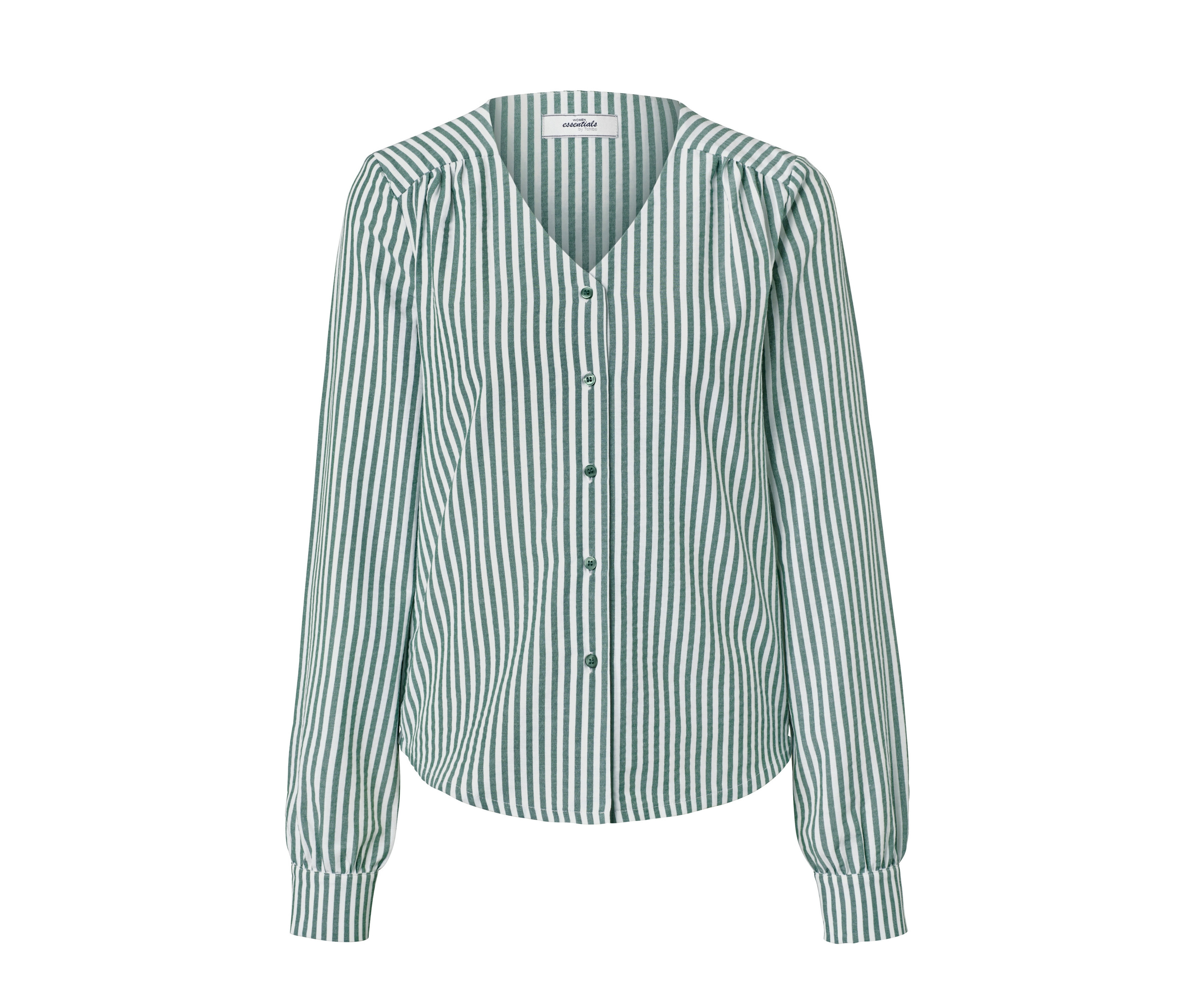 Tchibo - Bluzka koszulowa w paski- biały/zielony