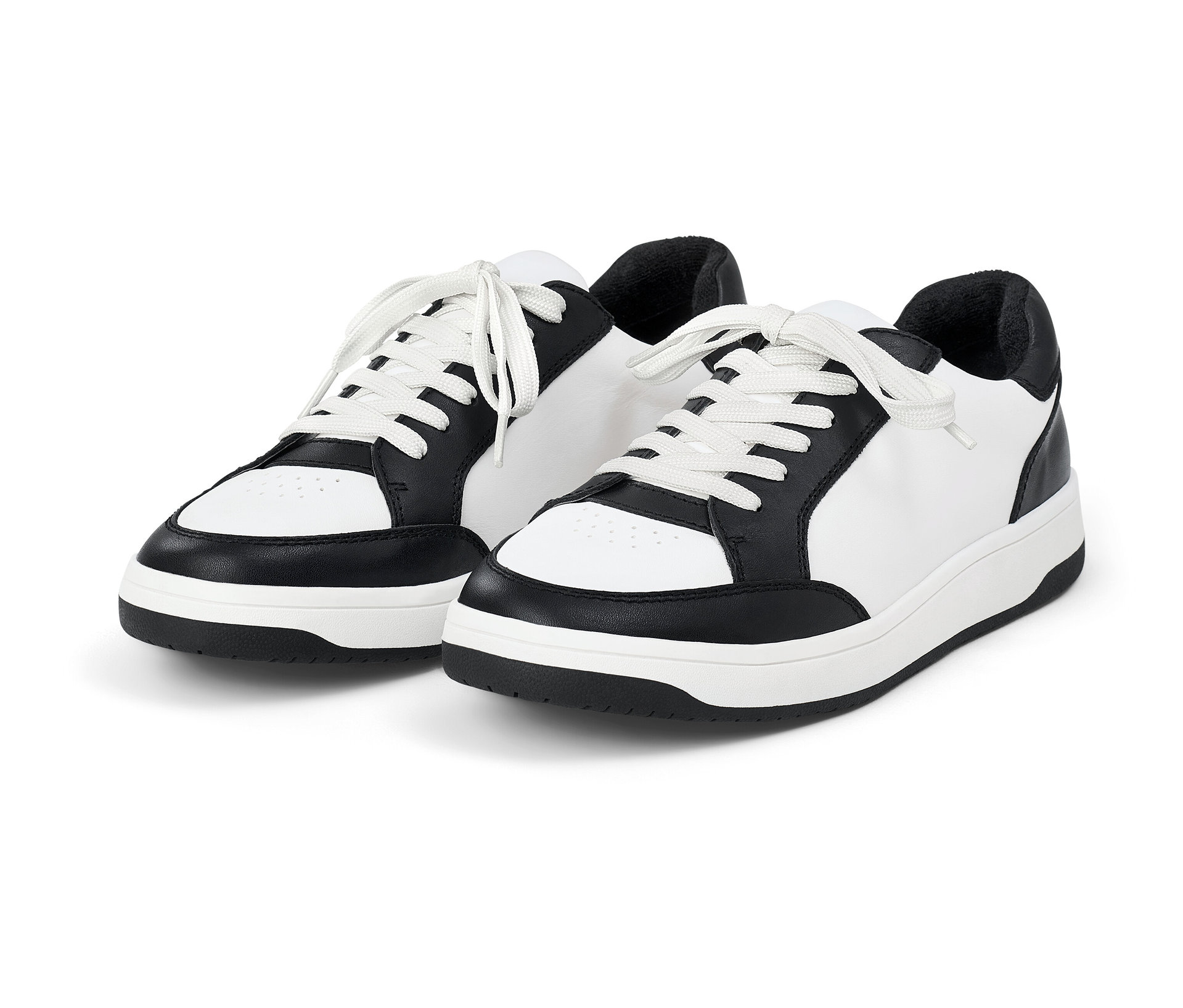 Tchibo - Skórzane sneakersy- czarny/biały