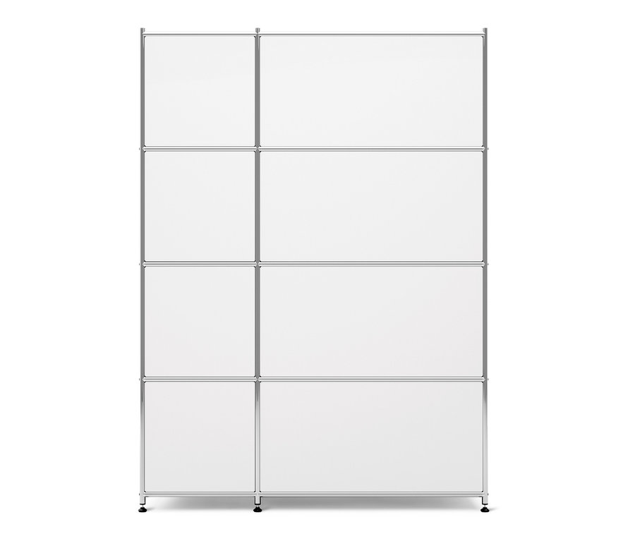 Biały metalowy regał »CN3« z 4 komorami z klapami.