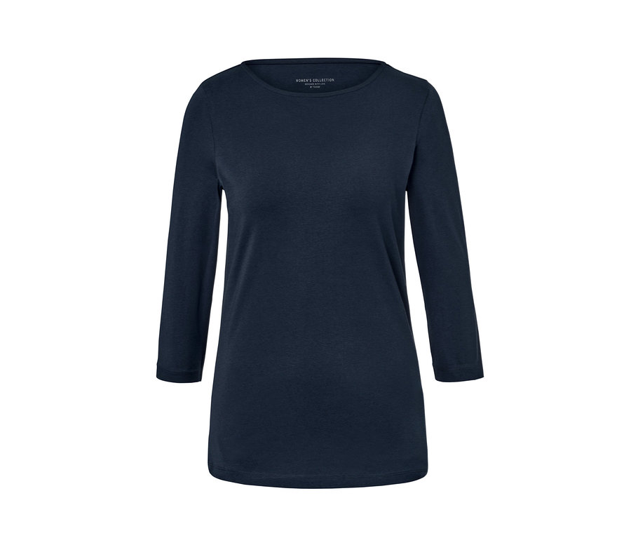 Granatowa bluzka z rękawami 3/4.