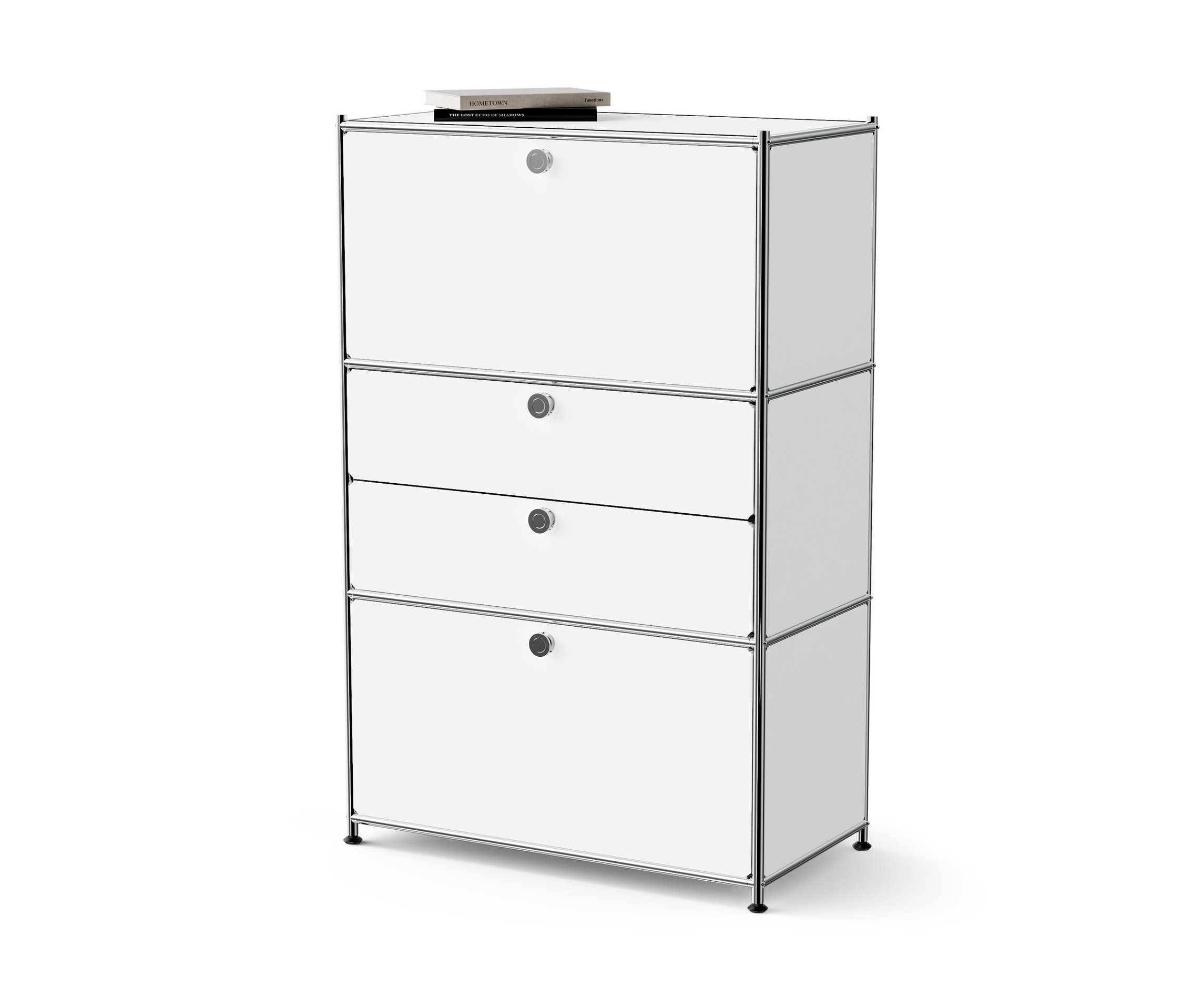 Tchibo - Metalowa komoda „Cn3” z 2 klapami i 2 szufladami - kolor: biały