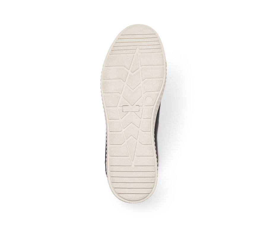 Podeszwa skórzanych sneakersów z geometrycznym wzorem.