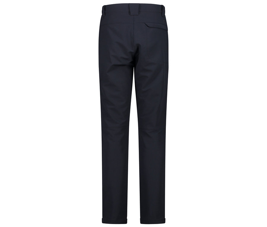 Granatowe spodnie widziane z tyłu.