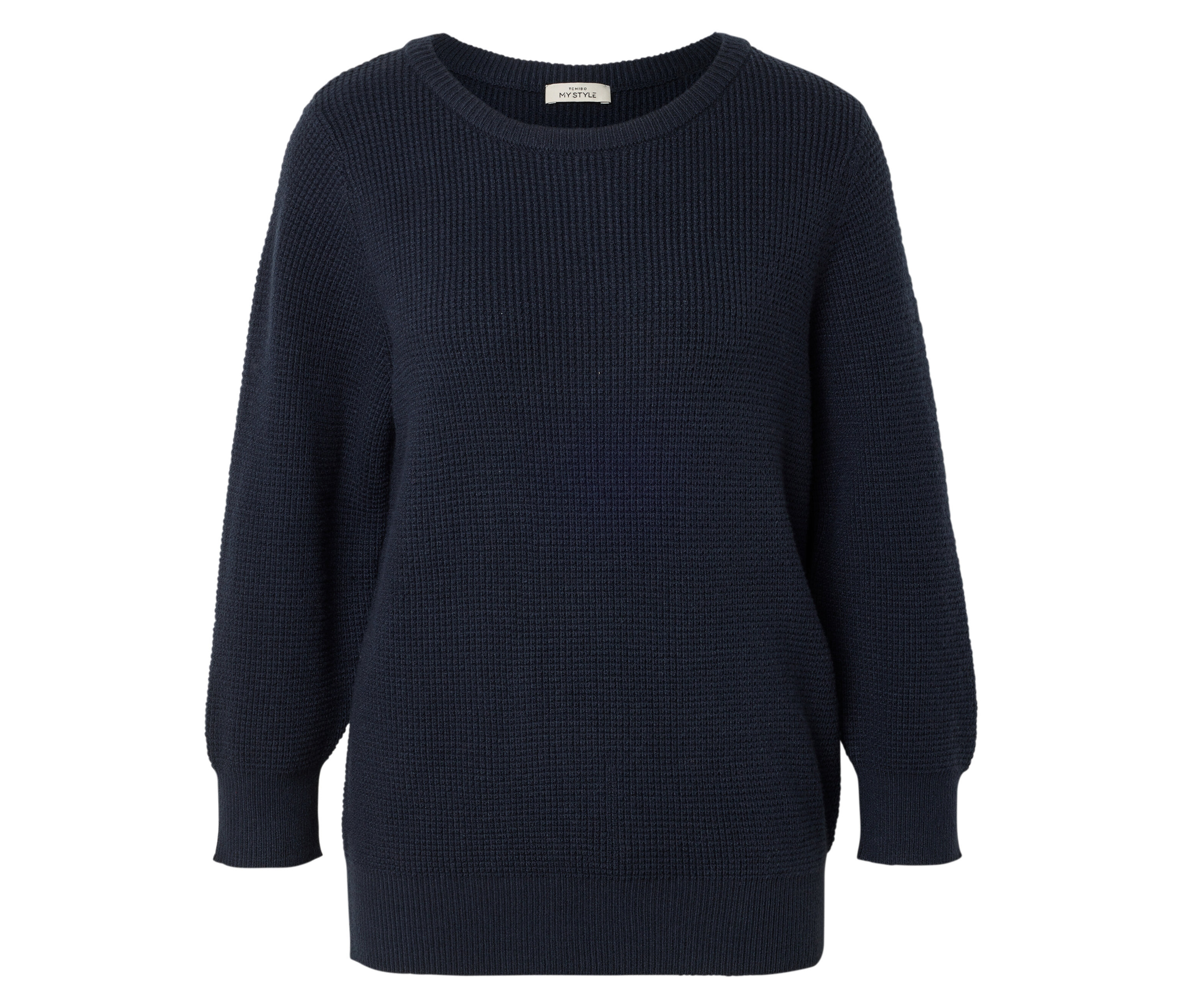 Tchibo - Sweter z dzianiny strukturalnej- niebieski