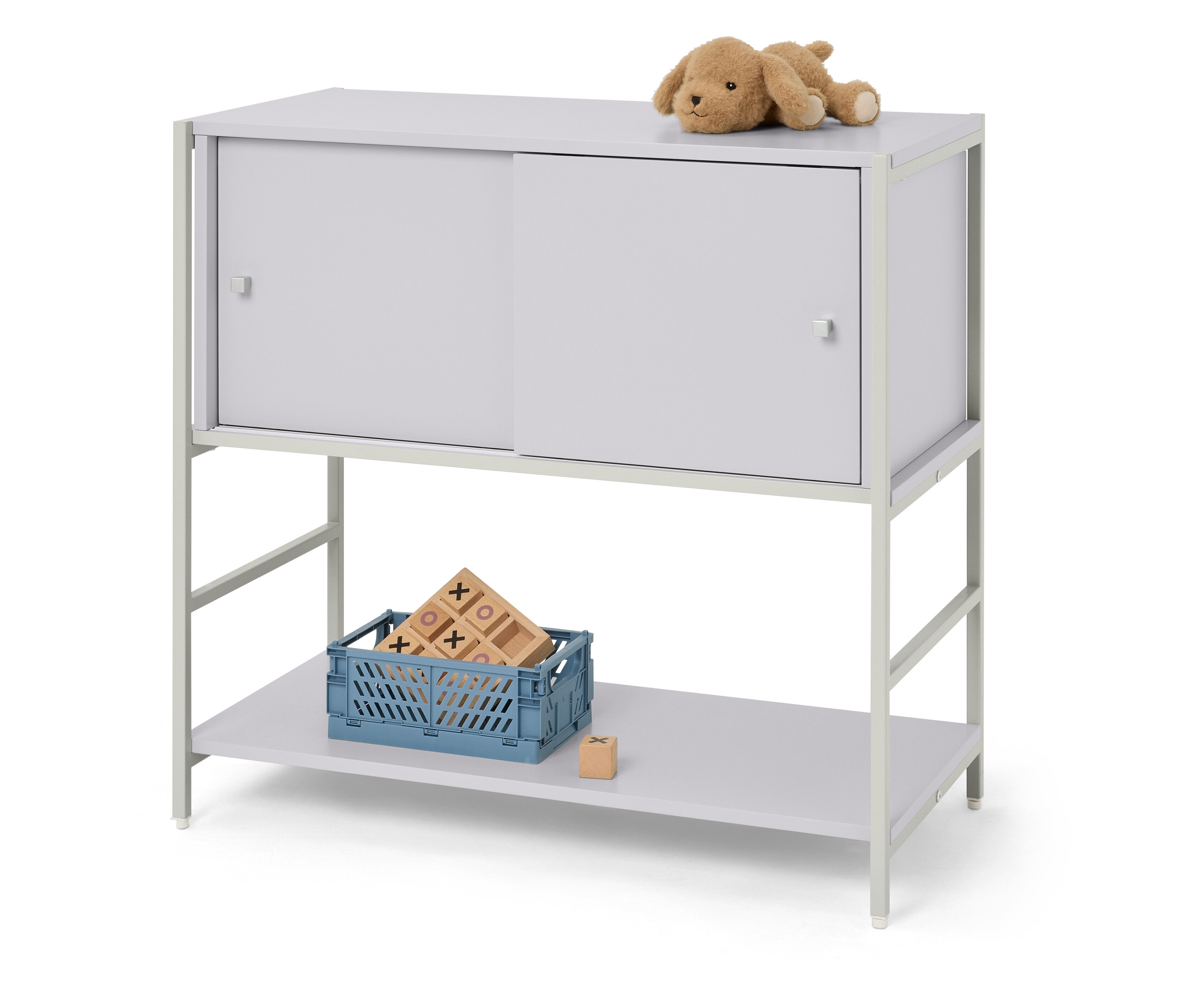 Tchibo - Szafka typu sideboard „Grade” z drzwiami przesuwnymi - kolor: biały/szary
