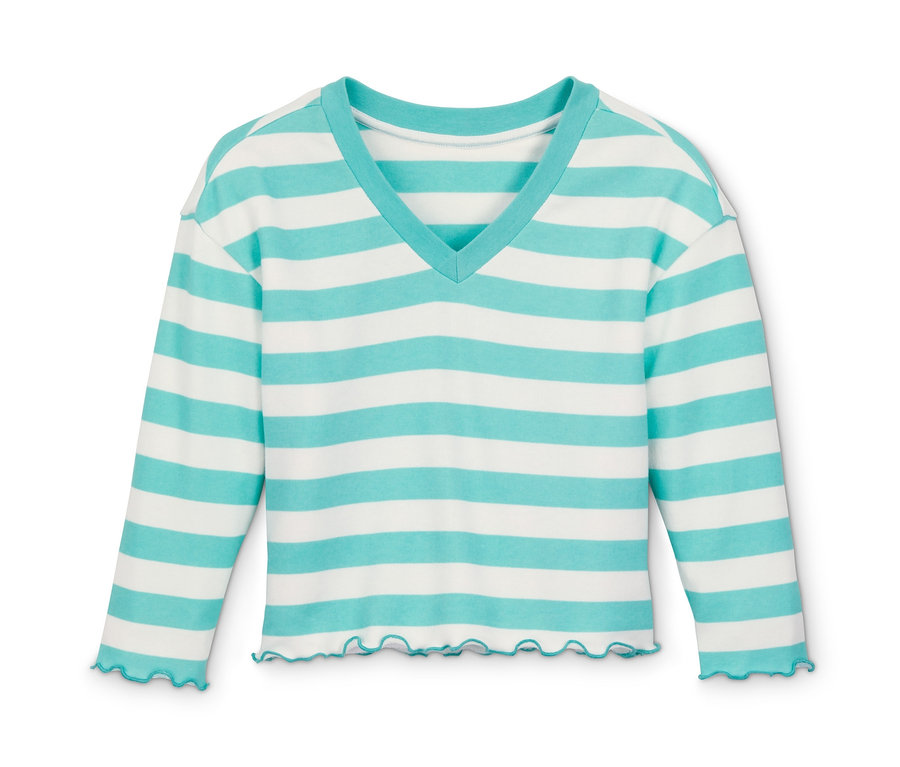 Bluza dresowa z bawełny ekologicznej w paski, z długimi rękawami i dekoltem w serek.