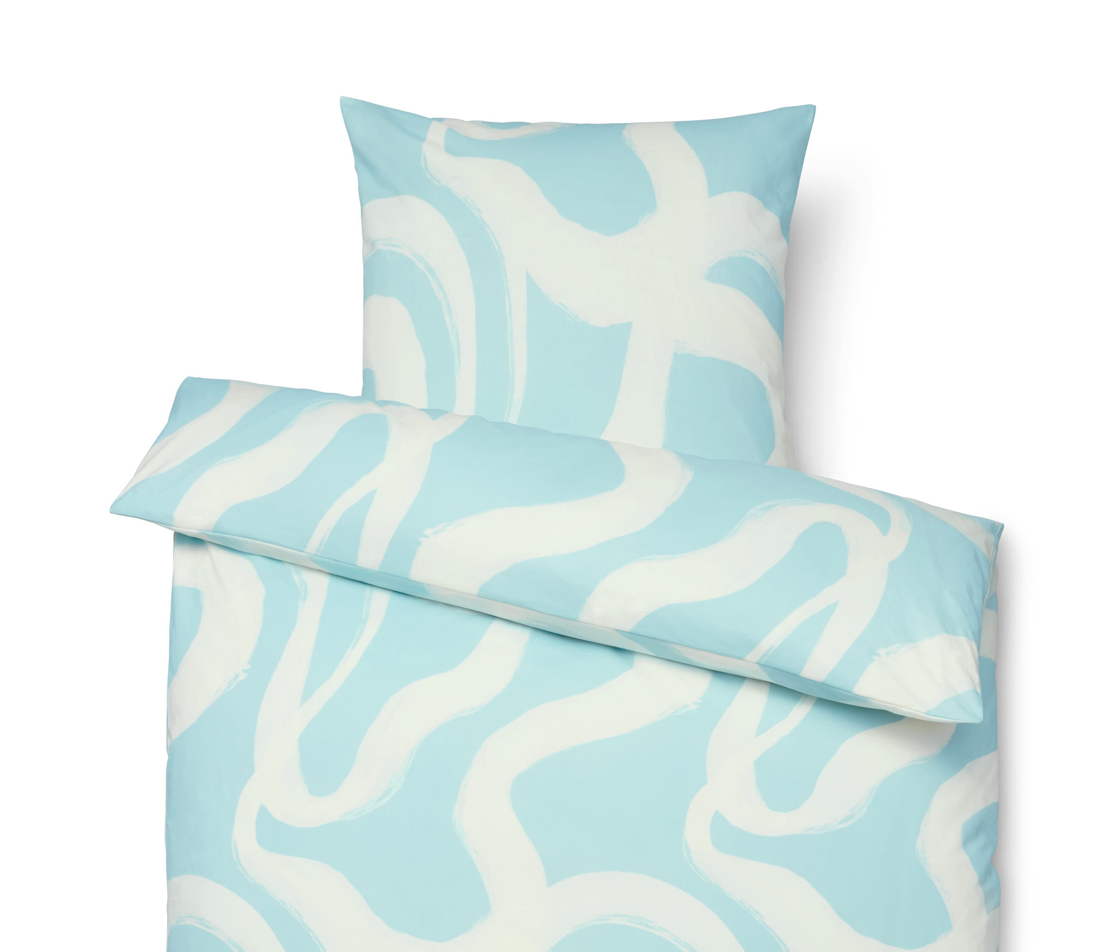 Tchibo - Pościel bawełniana premium - kolor: beżowy/niebieski