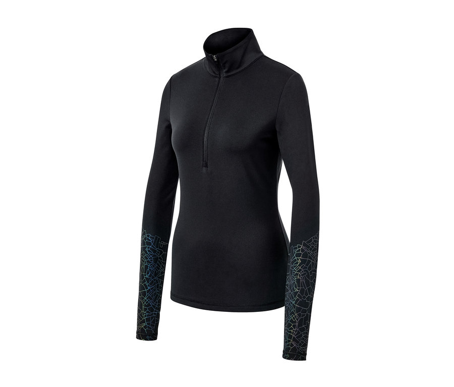 Czarna termoaktywna koszulka funkcyjna z długim rękawem i zamkiem błyskawicznym.