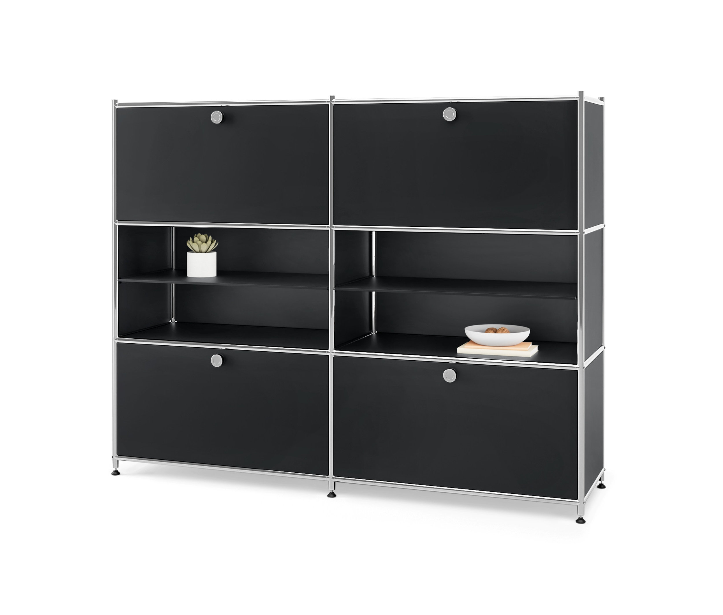 Tchibo - Komoda metalowa »Cn3« z 4 przegródkami z klapami - kolor: czarny
