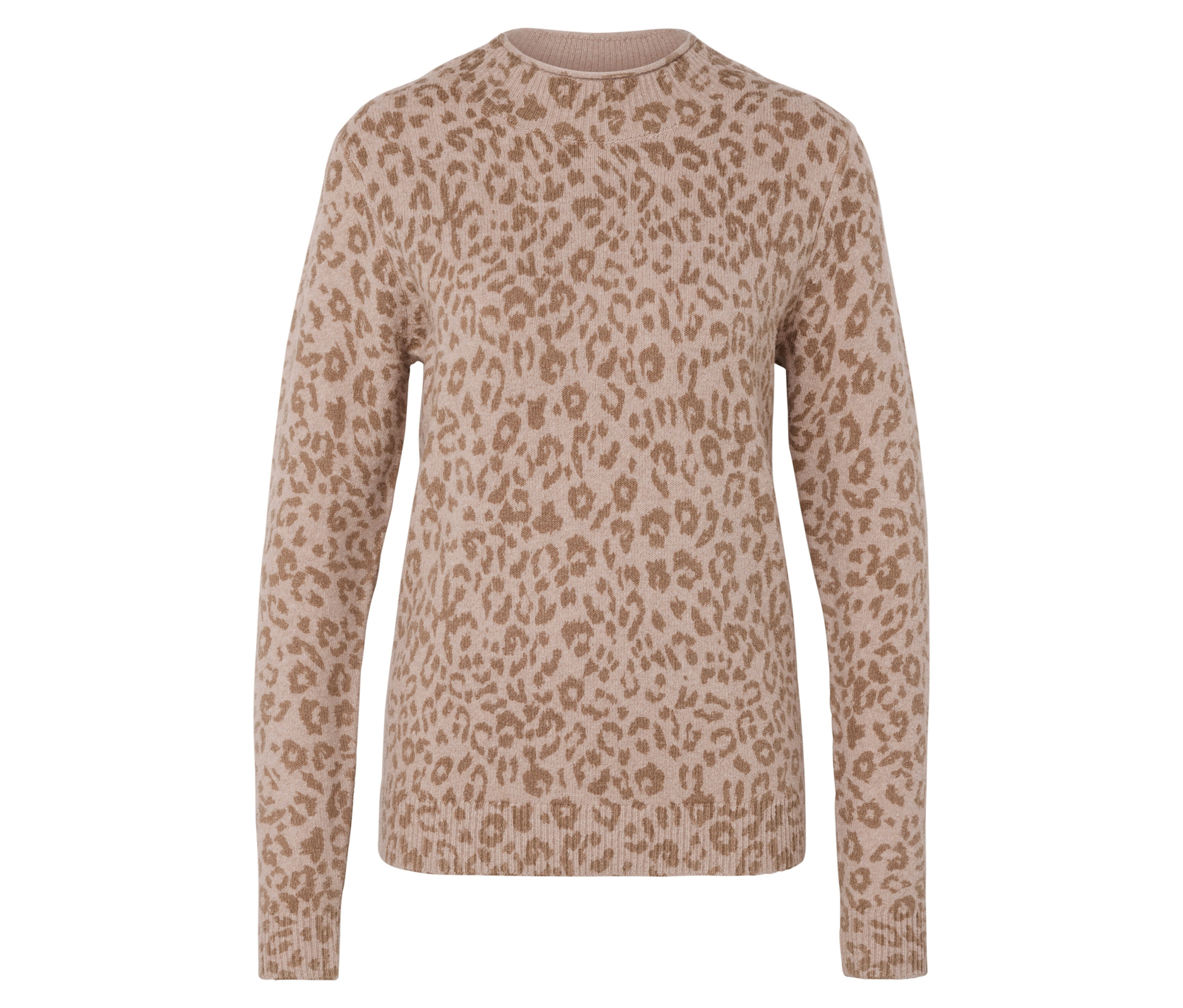 Tchibo - Sweter z dzianiny ze stójką- brązowy/beżowy/z nadrukiem