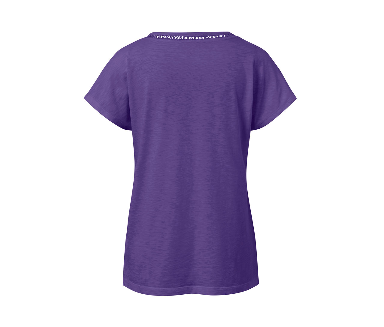 Liliowa bluzka z mieszanki modalu z krótkimi rękawami.