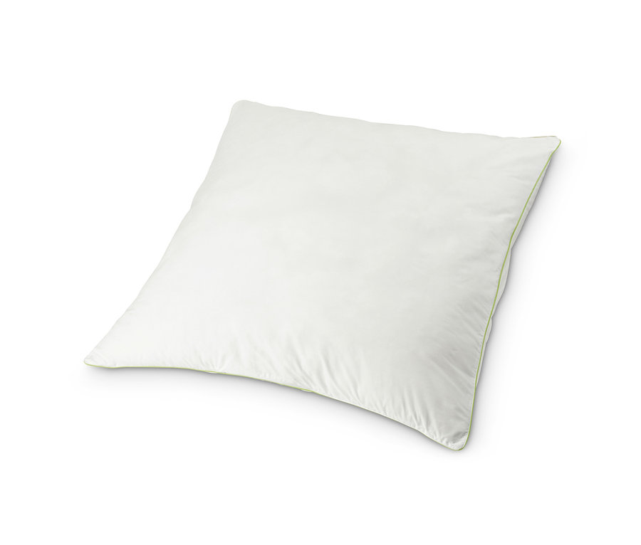 Biała poduszka z pierza irisette® greenline o wymiarach ok. 80 x 80 cm.