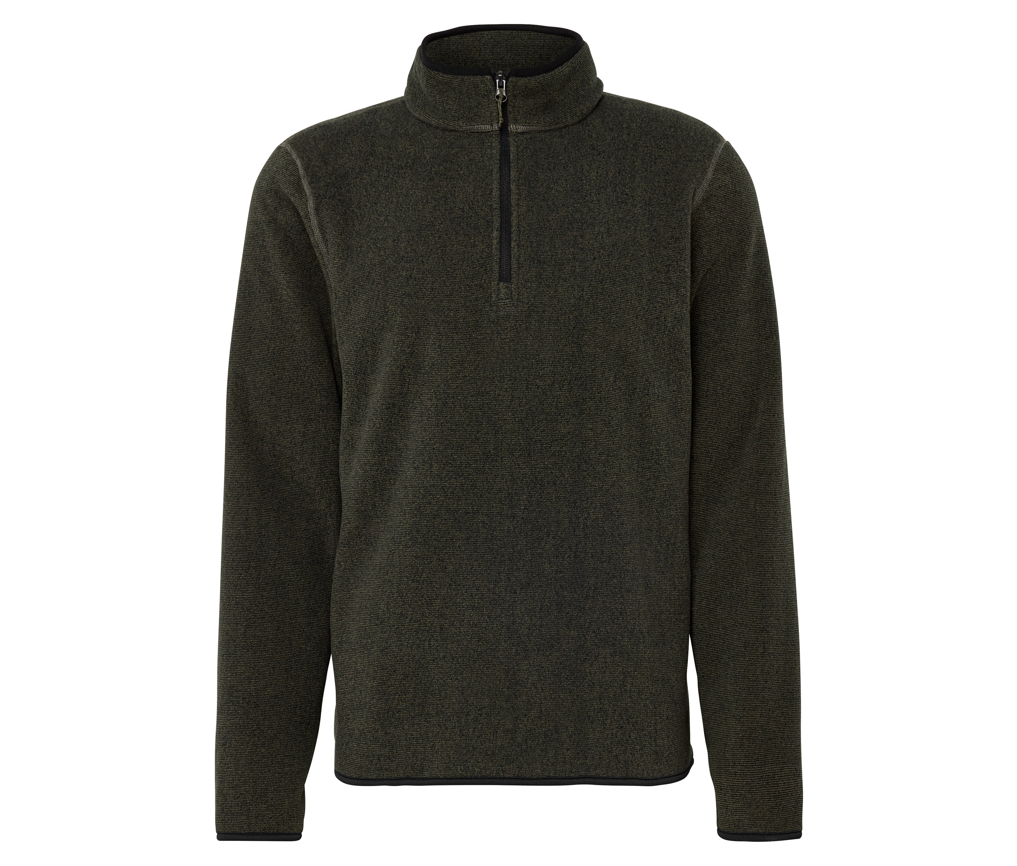 Tchibo - Bluza polarowa z rozpinanym golfem- szary/zielony/w paski