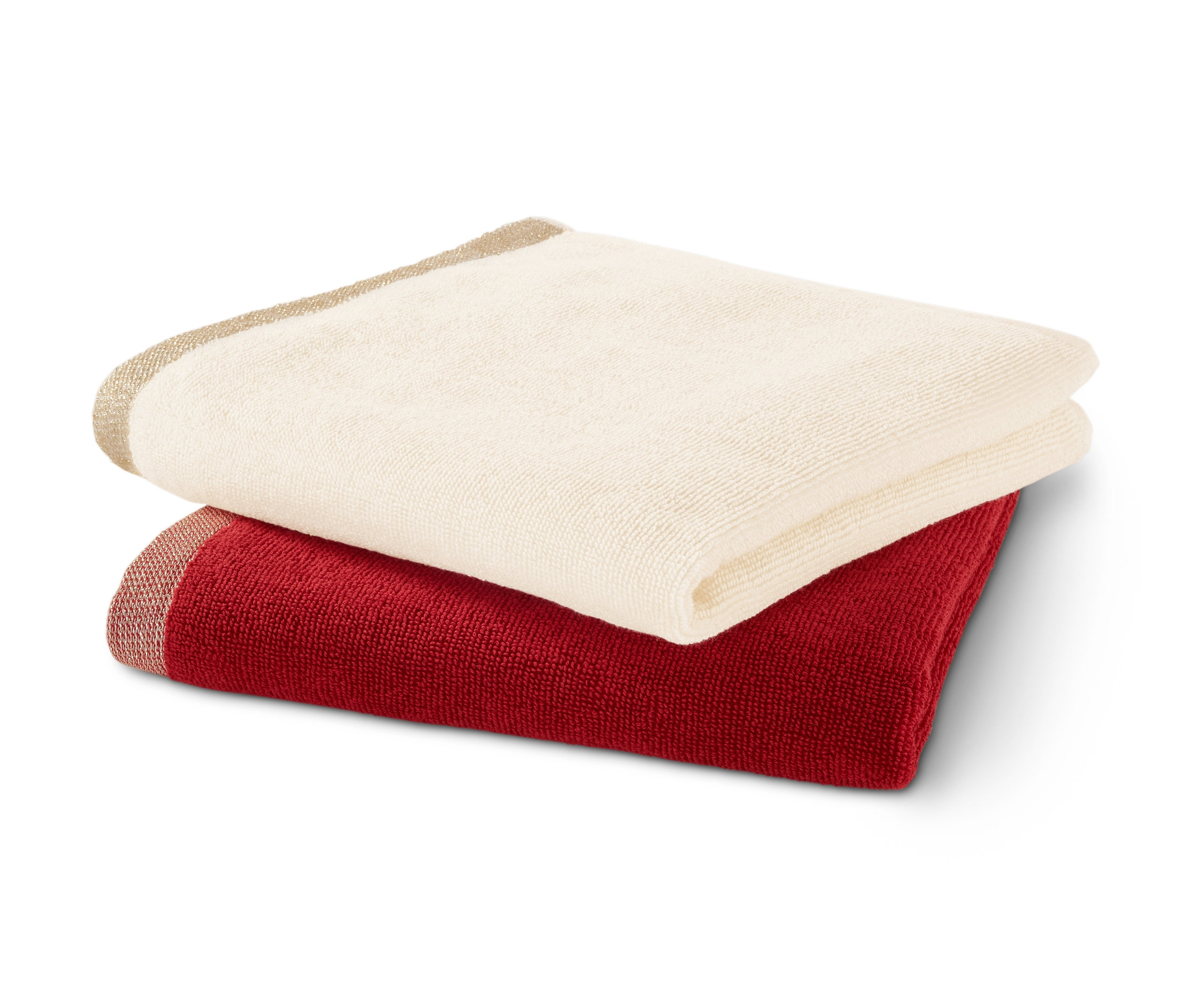 Tchibo - Ręczniki kuchenne z tkaniny frotte - kolor: beżowy/czerwony