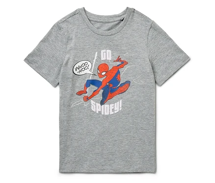 Szara koszulka z krótkim rękawem z nadrukiem Spidermana.