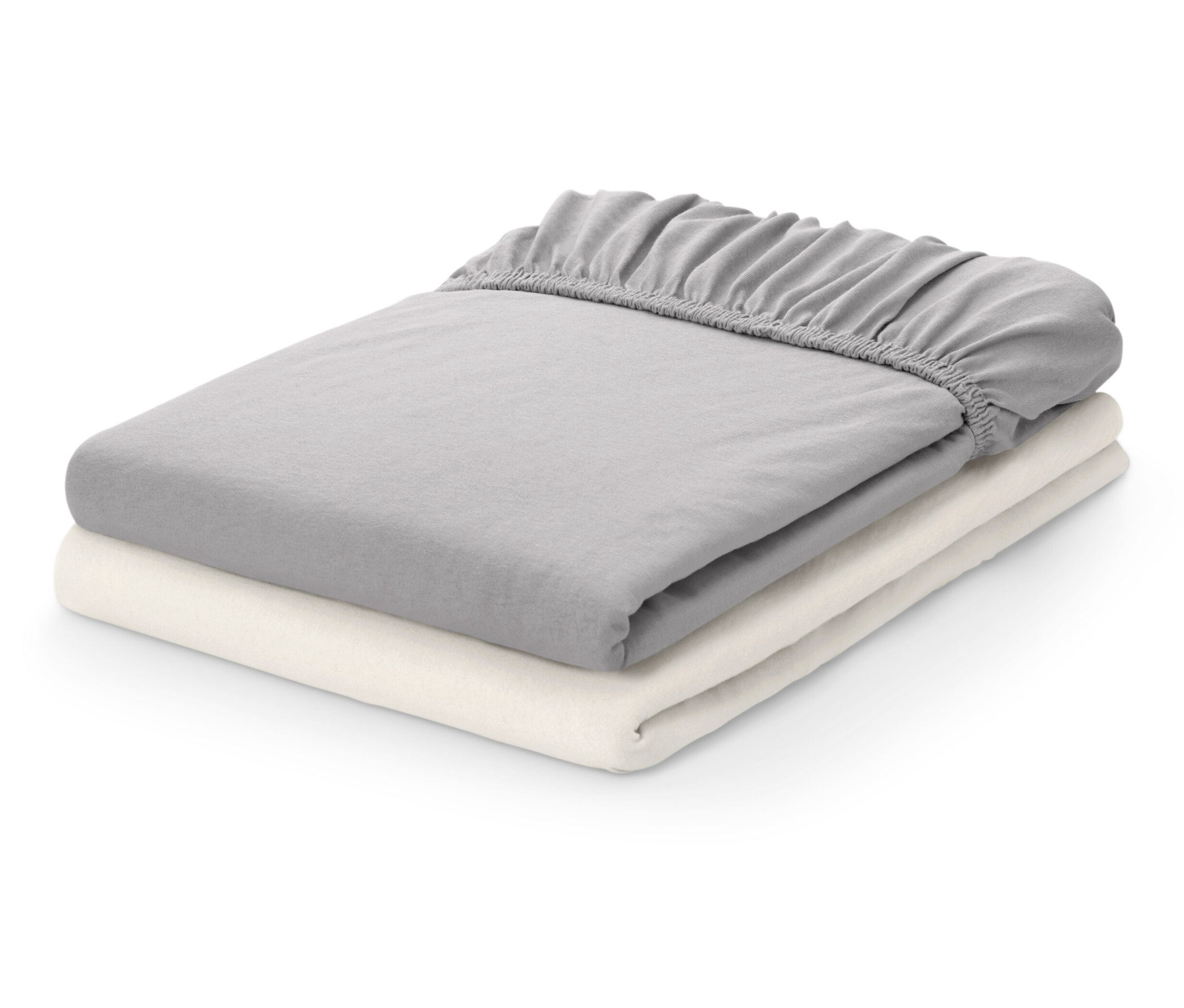 Tchibo - Prześcieradła z gumką na łóżeczka - kolor: biały/szary