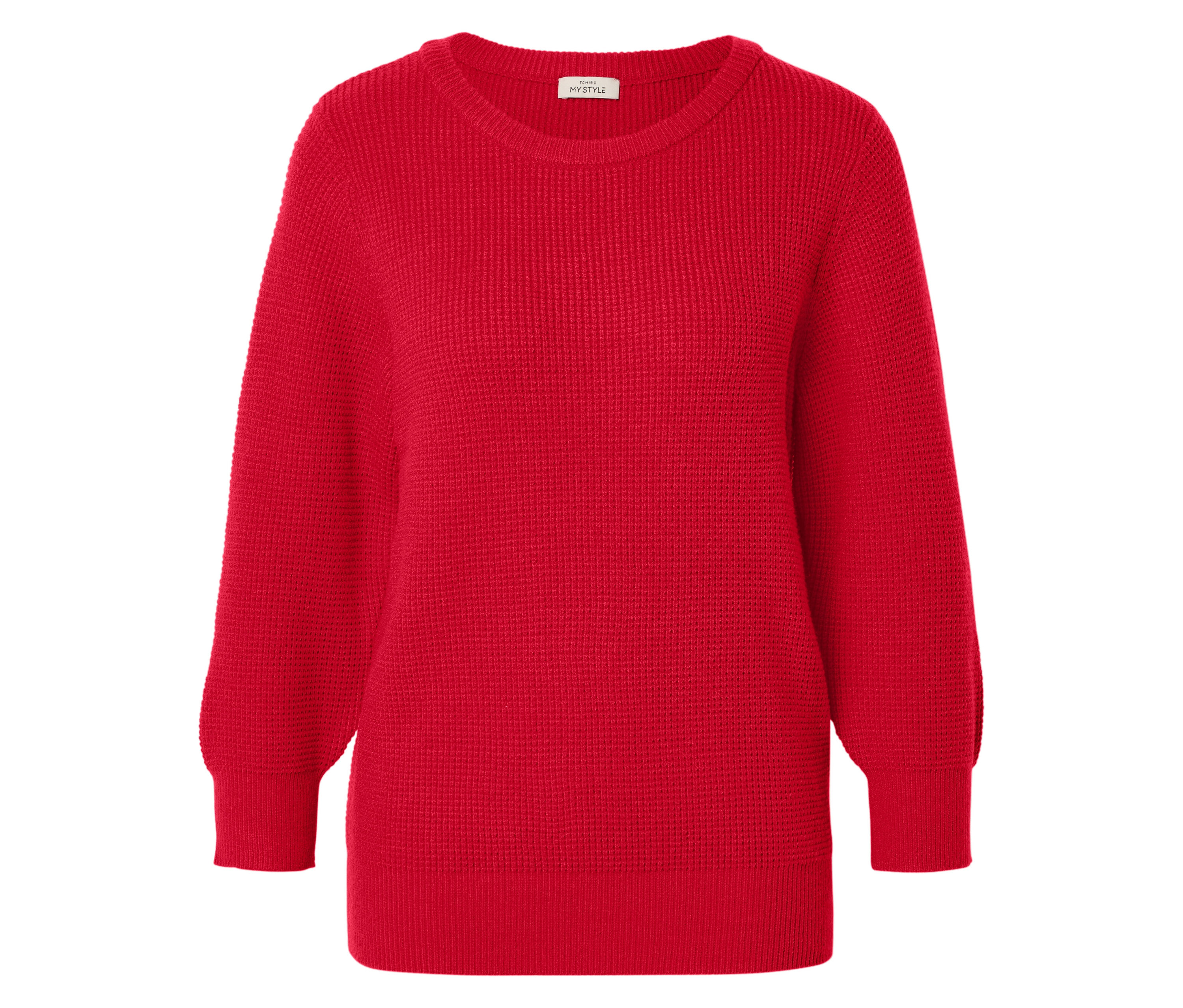 Tchibo - Sweter z dzianiny strukturalnej- czerwony