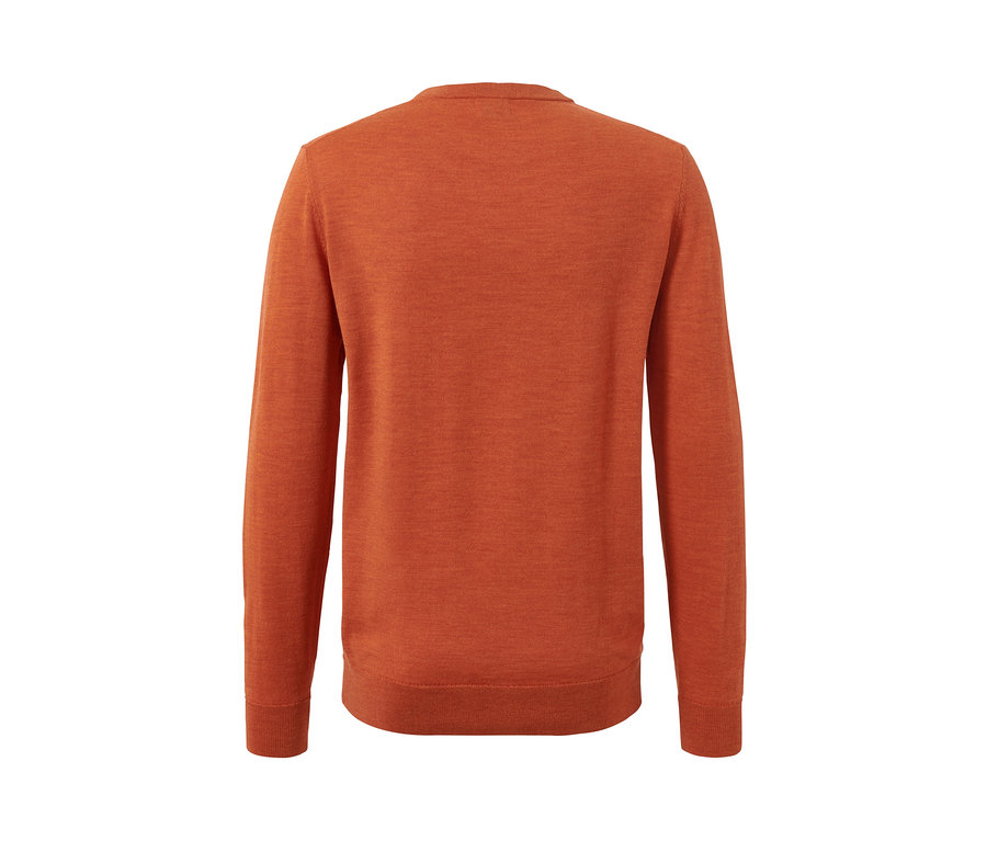 Pomarańczowy sweter z wełny merino.
