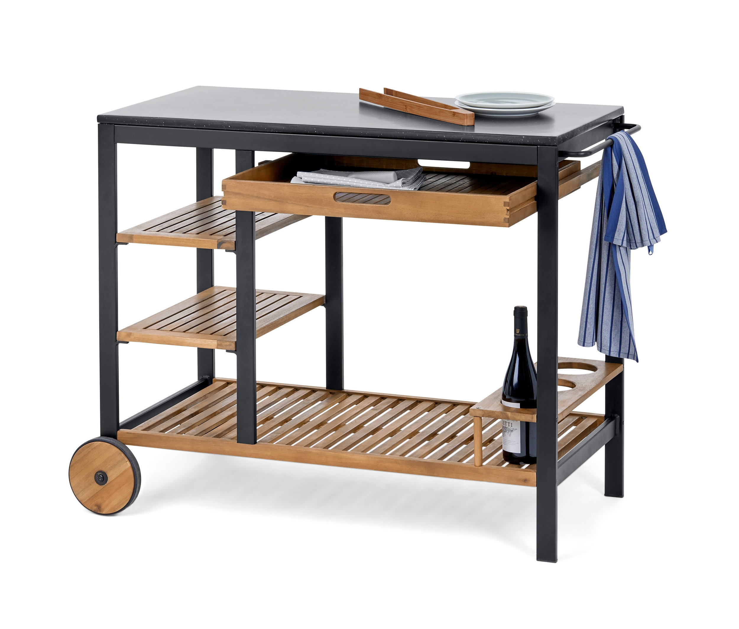 Tchibo - Wózek do grilla z policementowym blatem - kolor: czarny/brązowy