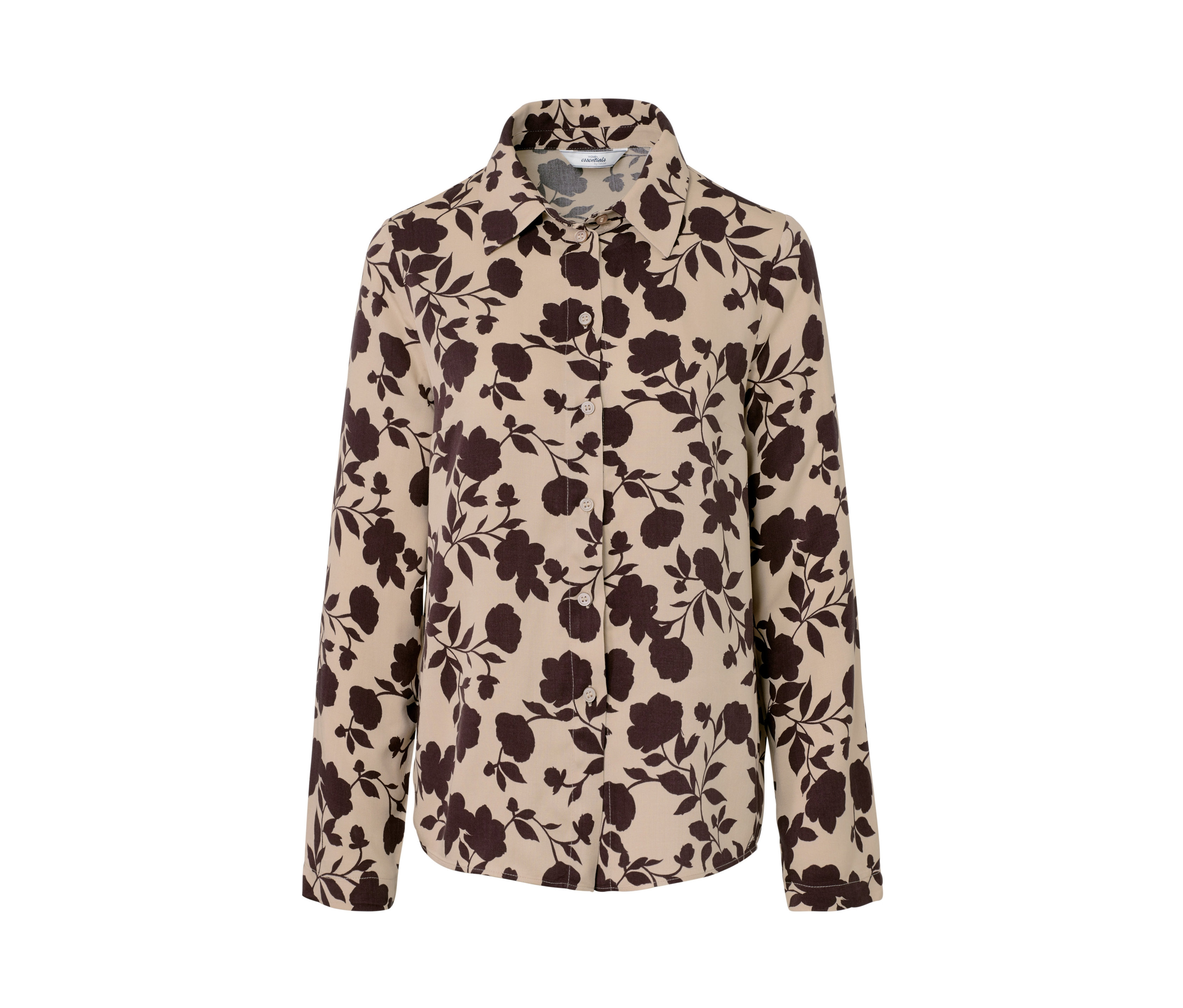 Tchibo - Bluzka koszulowa z nadrukiem na całej powierzchni- beżowy/brązowy/w kwiatki