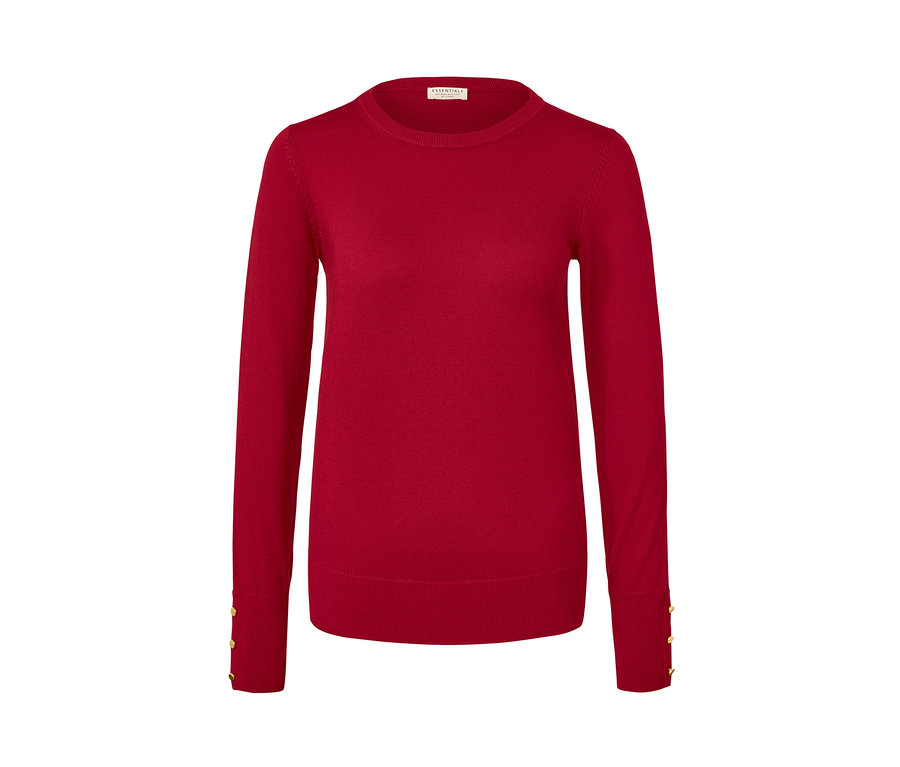 Czerwony sweter z delikatnej dzianiny z wełną merino.