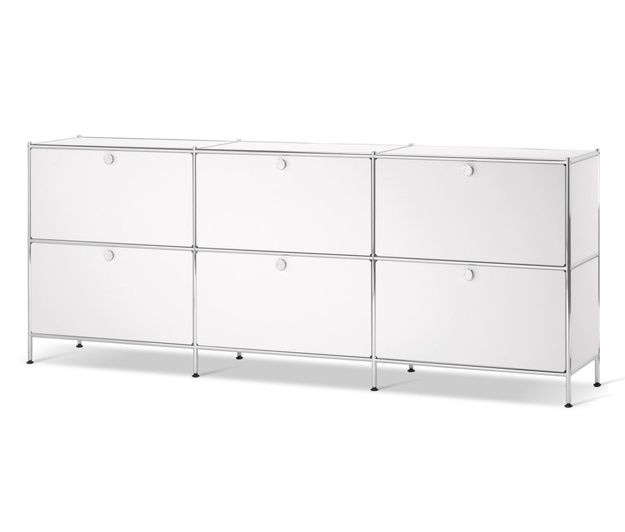 Biała szafka typu sideboard »CN3« z 6 klapami.