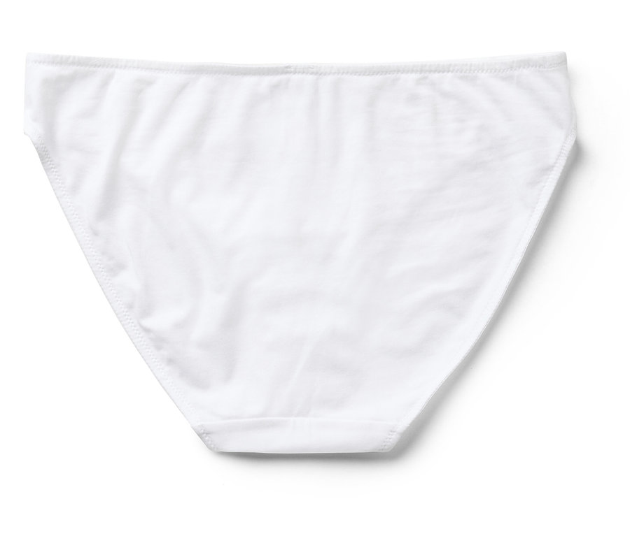 Białe damskie majtki na białym tle.