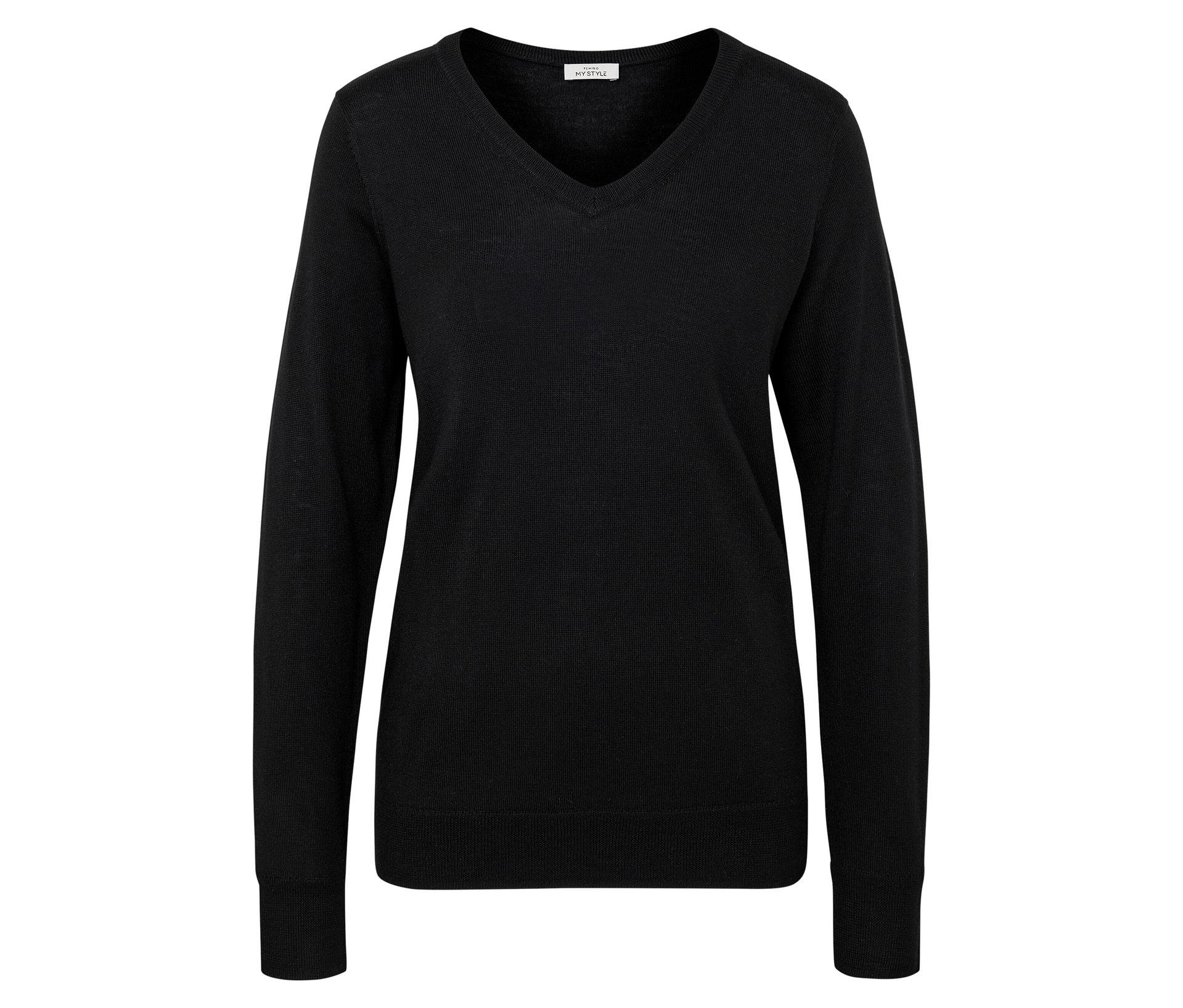Tchibo - Sweter z cienkiej dzianiny z wełny merino- czarny