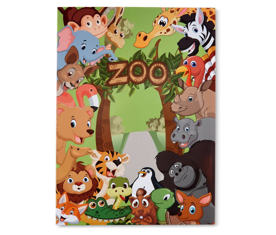 Ilustracja magnetycznej książeczki z motywem ZOO i zwierzętami z kreskówek.