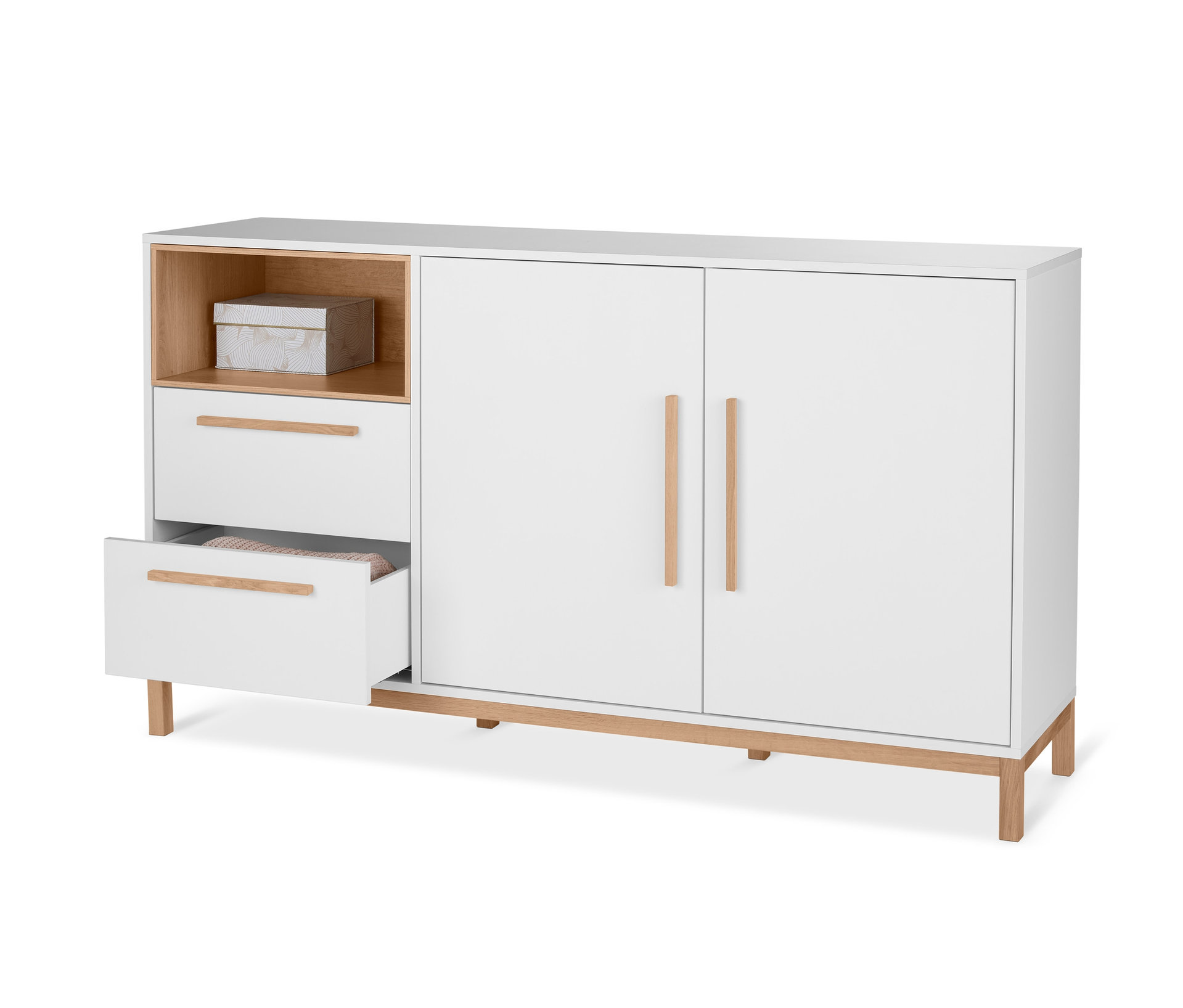 Tchibo - Szafka typu sideboard „Eklund” z szufladami i drzwiami - kolor: brązowy/biały