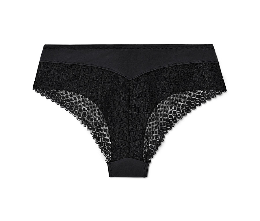 Czarne figi brazylijskie, 2 pary, z koronką.