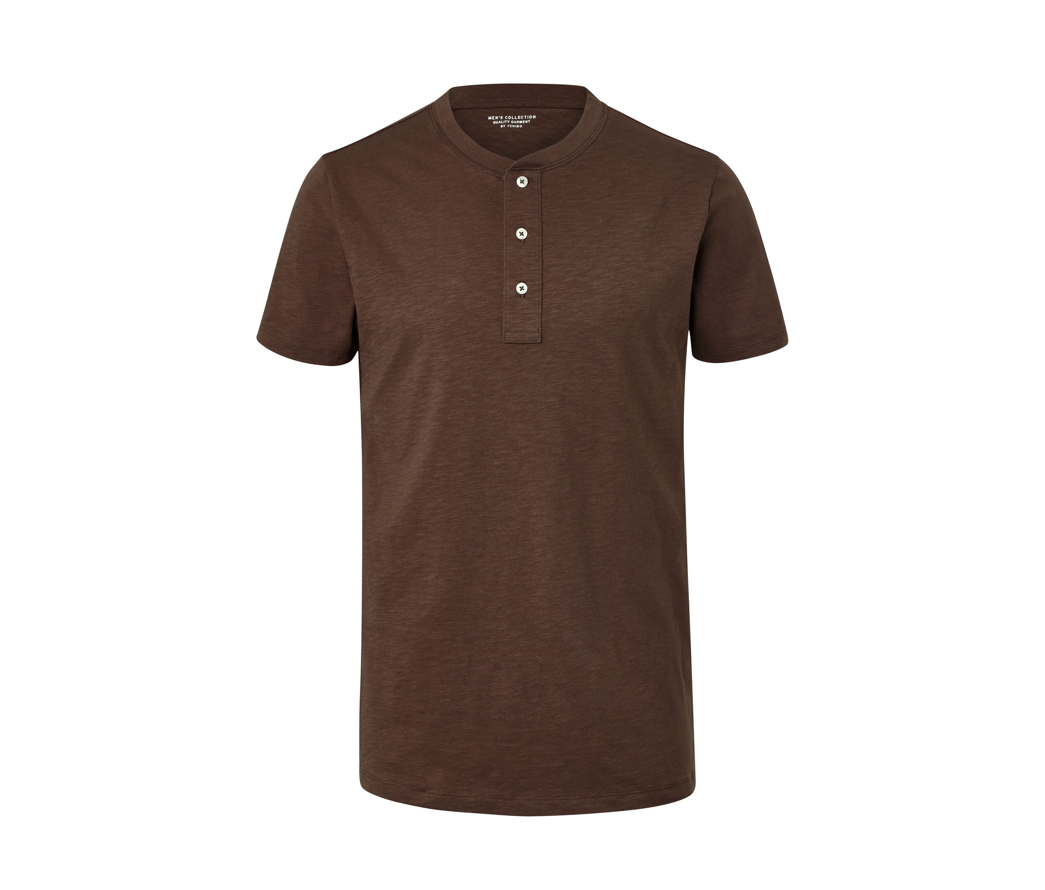 Tchibo - Koszulka henley z krótkim rękawem, brązowy