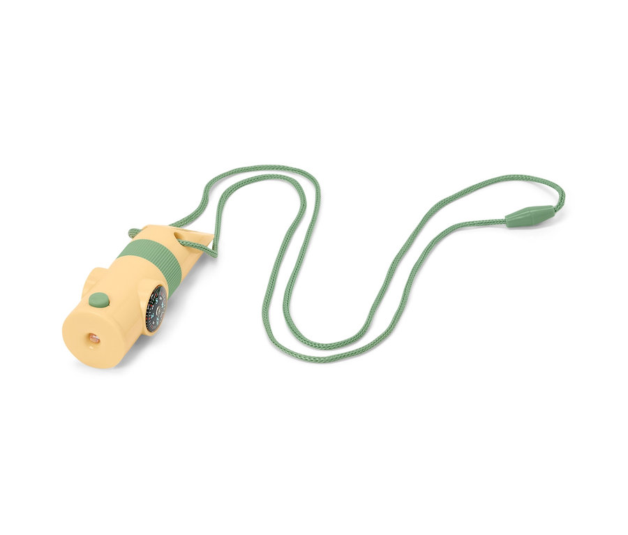 Żółte kompaktowe urządzenie 7w1 z zielonym sznurkiem.