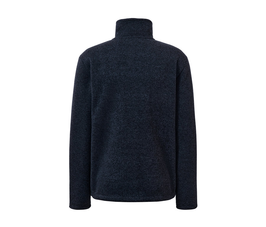 Szczegółowy widok z tyłu bluzy z dzianiny polarowej.