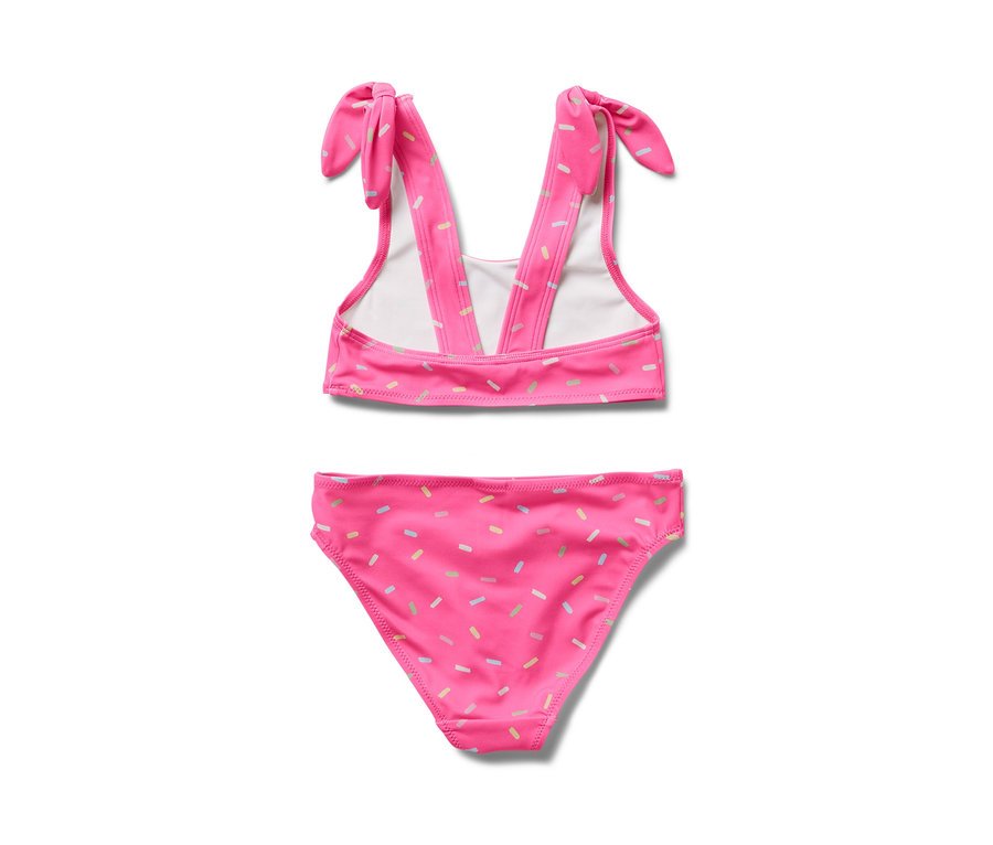 Różowe bikini w kolorowe posypki.